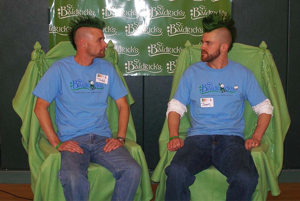 Todd Alonzo and Jason Alonzo with green mohawks