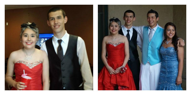 A collage of photos from Josh and Janea's prom