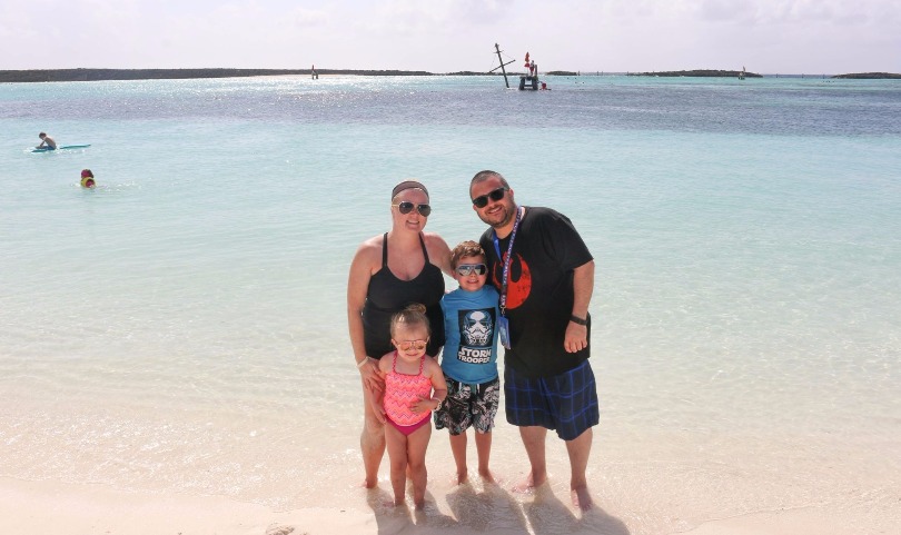 Jim and his family at the beach during their cruise